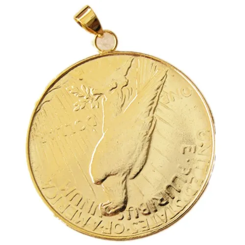 P(20)Coin Pendant US 1922 Peace Dollar Necklace Gold Plated Coin Fashion Jewelry