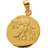 P(16)Coin Pendant Ancient Athens Greek Drachm - Atena Greece Owl Drachma Gold Plated Fashion Jewelry(diameter:16mm)