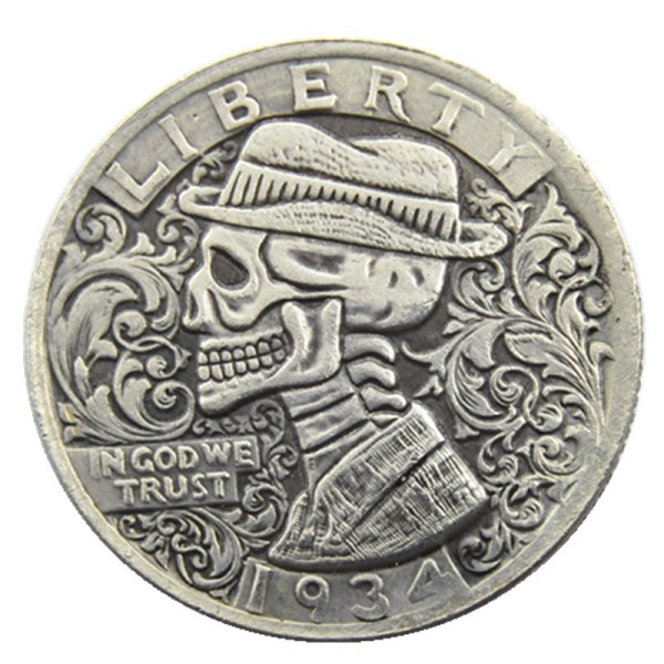 W(11)Hobo Creative 1936 Washington Quarter Dollars skull zombie skeleton hand carved Copy Coins