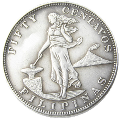 PHILIPPINES 0.5 Peso 1905 Crown Silver Plated copy coins