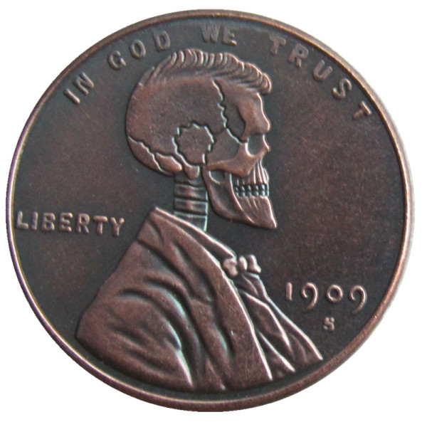 US(10) Hobo Nickel 1909 Lincoln Wheat Penny Pressed Copy Coin
