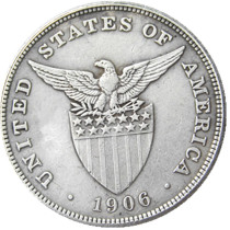 PHILIPPINES 0.5 Peso 1906 Crown Silver Plated copy coins PHILIPPINES 0.5 Peso 1906 Crown Silver Plated copy coins
