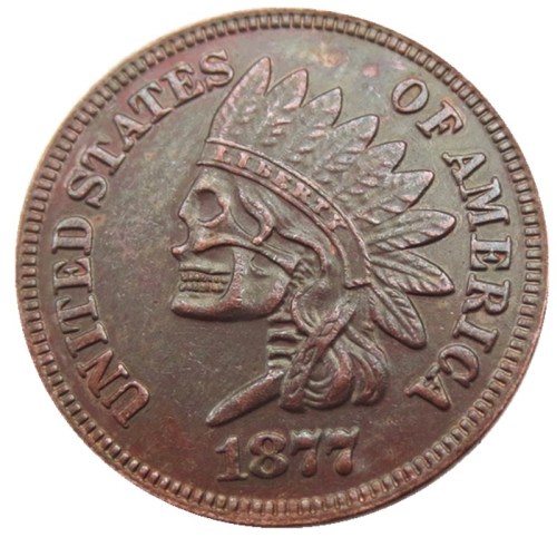 US(08) Hobo Nickel 1877 Indian Cent Pressed Copy Coin