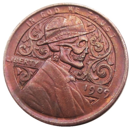 US(01) Hobo Nickel 1909 Lincoln Wheat Penny Pressed Copy Coin