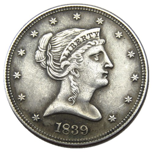 USA 1839 Backward Head Half Dollar Patterns Silver Plated Copy Coin