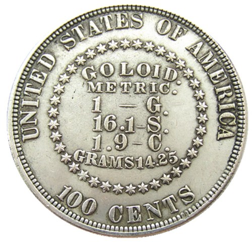 USA 1878 Goloid Metric Dollar Patterns Silver Plated Copy Coin