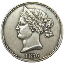 USA 1876 $1 Sailor Head Dollar Silver Plated Copy Coin