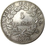 France 5 Francs 1814A-T 9pcs Different Mintmark Silver Plated Copy Coins