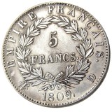 France 5 Francs 1814A-T 9pcs Different Mintmark Silver Plated Copy Coins