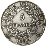 France 5 Francs 1812A-T 12pcs Different Mintmark Silver Plated Copy Coins
