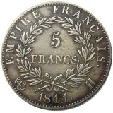 France 5 Francs 1811A-T 12pcs Different Mintmark Silver Plated Copy Coins