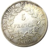France 5 Francs 1814A-T 9pcs Different Mintmark Silver Plated Copy Coins