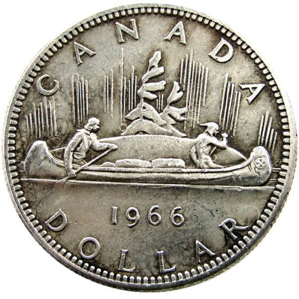 Canada 1 Dollar 1966 ELIZABETH II DEI GRATIA REGINA (1st portrait) Canadian Dollar Silver Plated Copy Coins