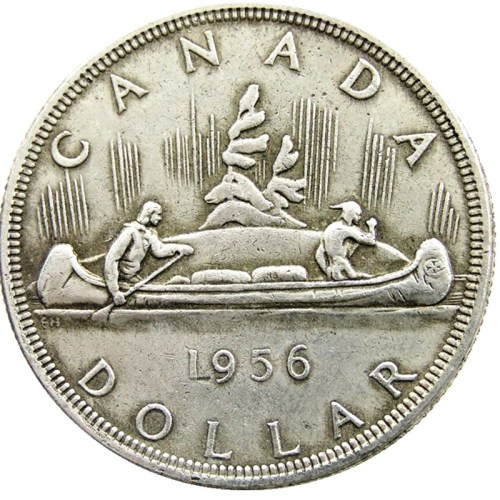 Canada 1 Dollar 1956 ELIZABETH II DEI GRATIA REGINA (1st portrait) Canadian Dollar Silver Plated Copy Coins