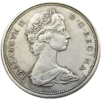 Canada 1 Dollar 1965 ELIZABETH II DEI GRATIA REGINA (1st portrait) Canadian Dollar Silver Plated Copy Coins Canada 1 Dollar 1965 ELIZABETH II DEI GRATIA REGINA (1st portrait) Canadian Dollar Silver Plated Copy Coins