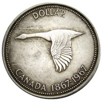 Canada 1 Dollar 1967 ELIZABETH II DEI GRATIA REGINA (1st portrait) Canadian Dollar Silver Plated Copy Coins