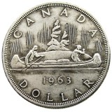 Canada 1 Dollar 1963 ELIZABETH II DEI GRATIA REGINA (1st portrait) Canadian Dollar Silver Plated Copy Coins