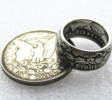 Morgan Silver Dollar Coin Ring 1899o 'eagle' Silver Plated Handmade In Sizes 6-16