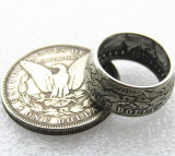 Morgan Silver Dollar Coin Ring 1878 'eagle' Silver Plated Handmade In Sizes 6-16
