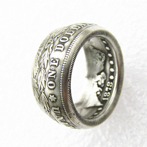 Morgan Silver Dollar Coin Ring 1878 'eagle' Silver Plated Handmade In Sizes 6-16