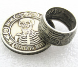 US Momento Mori Copy Coins Alloy 'Head' Ring Handmade In Sizes 8-16
