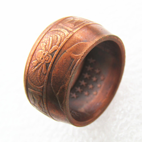 US Momento Mori Copy Coins Copper 'Head' Ring Handmade In Sizes 8-16