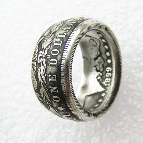 Morgan Silver Dollar Coin Ring 1899o 'eagle' Silver Plated Handmade In Sizes 6-16
