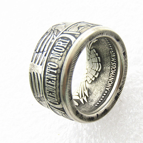 US Momento Mori Copy Coins Alloy 'Head' Ring Handmade In Sizes 8-16