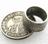 US Momento Mori Copy Coins Alloy 'Head' Ring Handmade In Sizes 8-16