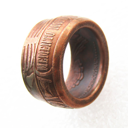 US Momento Mori Copy Coins Copper 'Head' Ring Handmade In Sizes 8-16