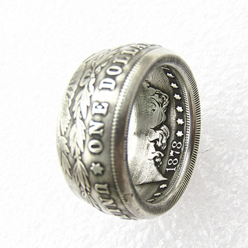 Morgan Silver Dollar Coin Ring 1878 'eagle' Silver Plated Handmade In Sizes 6-16