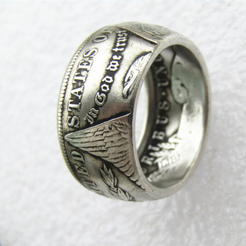 Morgan Silver Dollar Coin Ring 1899o 'eagle' Silver Plated Handmade In Sizes 6-16