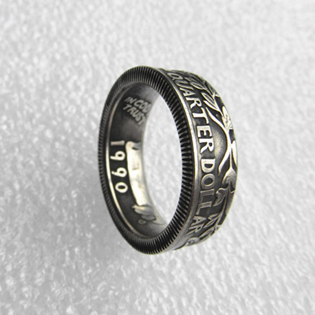 US Washington '1990' Quarter Dollar Coin Ring Handmade In Sizes 6-14
