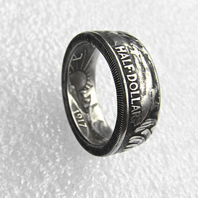 Walking Half Dollar Ring 1917 'eagle’Handmade Silver Plated Coin Ring In Sizes 6-14