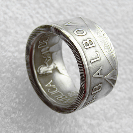 Handmade Ring By Panama 1947 'Head' Selection Balboa Silver Plated Copy Coins In Sizes 8-16