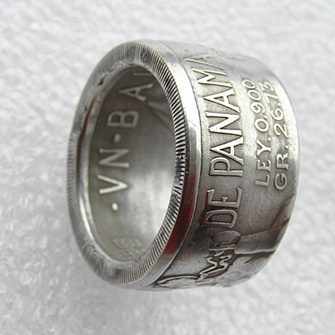 Handmade Ring By Panama 1947 'Date' Selection Balboa Silver Plated Copy Coins In Sizes 8-16