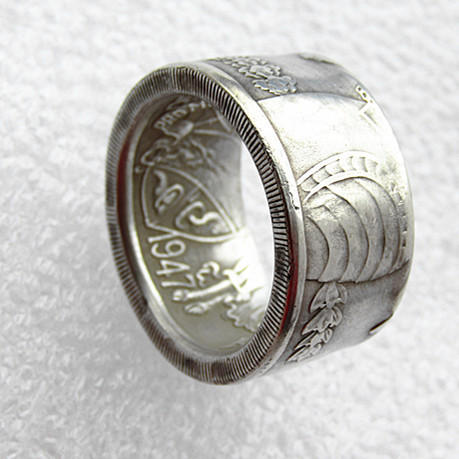 Handmade Ring By Panama 1947 'Head' Selection Balboa Silver Plated Copy Coins In Sizes 8-16