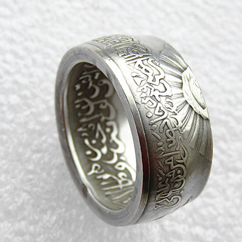 Handmade Ring By ali bin abitalib 'Head' commemorative-mohammad reza pahlavi Silver Plated Copy Coin In Size 8-16