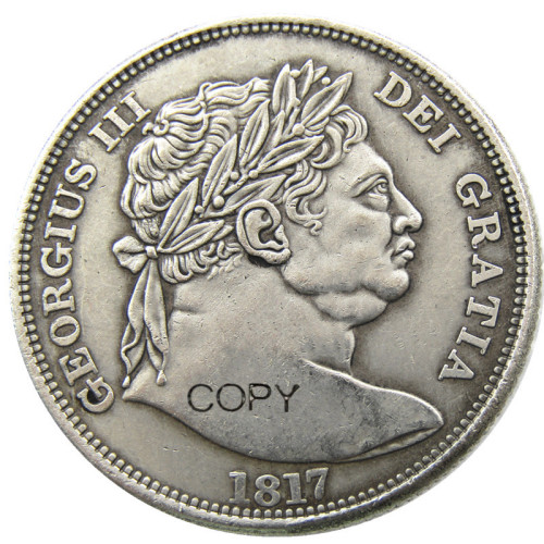 UF(28) 1817 KING GEORGE III GREAT BRITAIN SILVER HALF CROWN Silver Plated Copy COIN