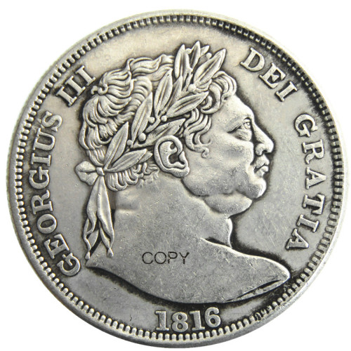 UF(27) 1816 KING GEORGE III GREAT BRITAIN SILVER HALF CROWN Silver Plated Copy COIN