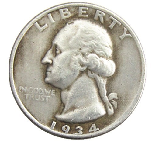 US Coins 1934P/D Washington Quarter Dollar Silver Plated Copy Coin