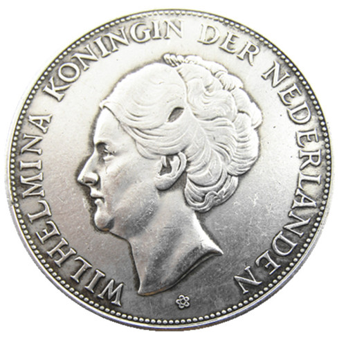 Netherlands,1919 2 1/2 Gulden Wilhelmina I Silver Plated Copy Coin(38mm)