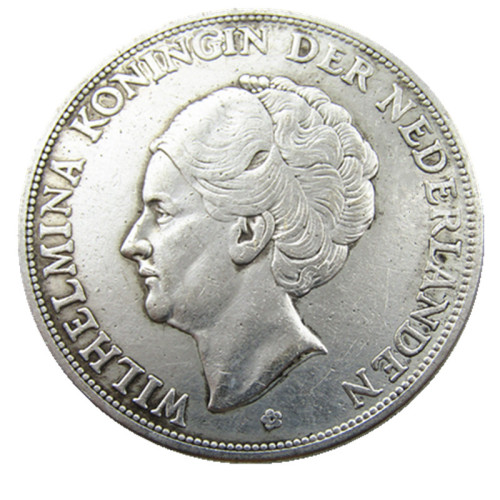 Netherlands,1919 3 Gulden Wilhelmina I Silver Plated Copy Coin(38mm)