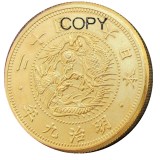 JP(21)Japan 20 Yen Asian Meiji 9 Gold Plated Coin Copy(33g)