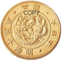 JP(05)Japan Asia Meiji 13 Year 2 Yen Gold Plated Coin Copy JP(05)Japan Asia Meiji 13 Year 2 Yen Gold Plated Coin Copy