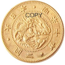 JP(04)Japan Asia Meiji 10 Year 2 Yen Gold Plated Coin Copy
