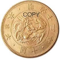 JP(16)Japan 10 Yen Gold-Plated Asian Meiji 13 Year Copy Coin