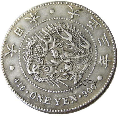 JP(79)Japan Asia Taisho 3 Year Trade Dollar Silver Plated Coin Copy