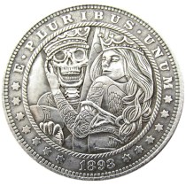 #148 HOBO US Morgan Silver Plated Dollar skull zombie skeleton Copy Coin