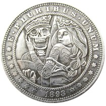 #148 HOBO US Morgan Silver Plated Dollar skull zombie skeleton Copy Coin #148 HOBO US Morgan Silver Plated Dollar skull zombie skeleton Copy Coin